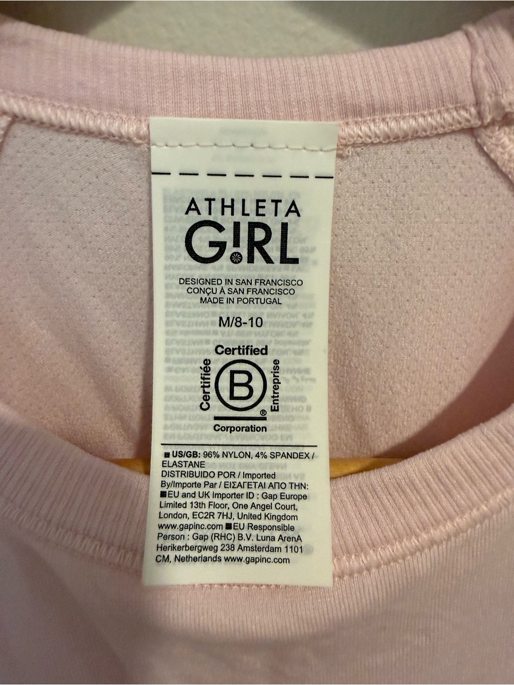 NWT Athleta Girl Power Up Sport Length Tee Pink Seamless Active Top M 8-10 - Picture 3 of 9
